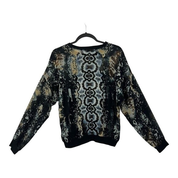 CAbi Womens Size Medium Black Python Print Sheer Blouse - Picture 4 of 5